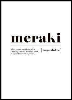 a black and white poster with the words merak on it