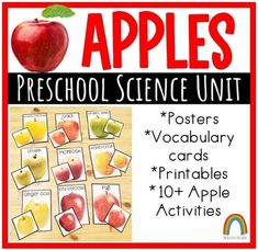 an apple preschool science unit with pictures and words