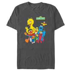 We can tell you how to get to Sesame Street and look good doing it, with these adorable designs for the whole family from the iconic, long-running children's series Sesame Street! Step onto Sesame Street with this officially licensed Men's Main Group Shot Graphic T-Shirt featuring Big Bird, Little Bird, Elmo, Cookie Monster, Bert, and Ernie happily walking across the front along with the classic series logo on the upper left front. Bring joy and laughter to your day with this new Sesame Street a Street Apparel, Bert And Ernie, Johnny Collar, Group Shots, Sleeve Packaging, Graphic Tee Design, Classic Series, Big Bird, Cookie Monster