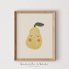 a framed art print with a pear on it