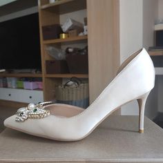 TAAFO Glitter Butterfly Decor Women Silk Satin D'Orsay High Heels Wedding Bridal Party Shoes Ladies Stilettos 12cm Nude-33 Elegant 4-inch Heels For Banquet, Glamorous Gold Heels For Banquet, Gold High Heels For Banquet, Glamorous 4-inch Heel Wedding Shoes, Glamorous 4-inch Heel Wedding Shoes For Banquet, Glamorous Closed Toe Heels For Banquet, Pointed Toe 4-inch Heels For Banquets, Wedding Shoes With 4-inch High Heel For Banquet, Elegant Gold Heels For Banquet