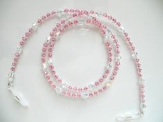 GLAMOROUS Pink Swarovski Crystal Eyeglass Chain Lanyard Necklace - Crystal AB, Pink Crystal Glasses Elegant Pink Glasses Chain As Gift, Elegant Pink Glasses Chain Gift, Adjustable Pink Glasses Chains As Gift, Adjustable Pink Glass Glasses Chains, Pink Adjustable Glasses Chains For Gift, Pink Adjustable Glasses Chains As Gift, Eyeglass Chain Holders, Beaded Diy, Eyeglasses Holder