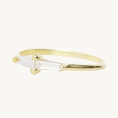 Perryn Diamond Baguette Ring in 14K Gold | Catbird Diamond Baguette Ring, Personalized Gold Bracelet, Diamond Baguette, Fine Ring, Baguette Diamond Rings, Baguette Ring, Pearl And Diamond Earrings, Ring Sale, Gold Bracelet Chain