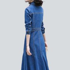 Introducing our 2023 Spring-Summer Collection '90s trend long sleeves buttoned denim dress ââ‚?the perfect mix of everlasting and contemporary!Why You'll Love ItThis edgy denim dress is the perfect way to add a touch of grunge and sophistication to your wardrobe. With its mid wash and distinct distressed pattern. plus its maxi sleeves and buttoned closure. it's designed to hug your silhouette while ensuring comfort. Crafted with premium quality denim. this dress is guaranteed to provide durabili Non-stretch Buttoned Denim Dress For Fall, Dark Wash Long Sleeve Dress With Buttons, Long Sleeve Denim Blue Dress With Buttons, Casual Non-stretch Long Sleeve Denim Dress, Non-stretch Long Sleeve Denim Dress, Non-stretch Blue Denim Dress For Fall, Long-sleeved Denim Dress With Buttons, Blue Cotton Long Sleeve Denim Dress, Blue Long Sleeve Cotton Denim Dress