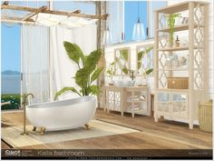 a white bath tub sitting inside of a bathroom