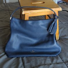 This Purse Is In Great Condition. Barely Used. Elegant Blue Bags For Work, Elegant Blue Shoulder Bag For Work, Elegant Blue Kate Spade Shoulder Bag, Kate Spade Blue Shoulder Bag For Office, Bags Kate Spade, Kate Spade Purse, Navy Blue Color, Kate Spade Bags, Kate Spade Bag