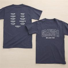 * Personalize with any title or name and optional date * Back side will include up to 12 names and 12 optional dates or phrases   Let your Dad or Grandpa proudly display how many kids or grandkids he has with His Roster Personalized Men's Shirt. Cotton T-shirt With Name Print For Family Events, Personalized Crew Neck T-shirt For Fans, Personalized Fan Merchandise Crew Neck T-shirt, Family Reunion T-shirt With Name Print For Father's Day, Personalized Crew Neck Tops For Fan Merchandise, Personalized Crew Neck T-shirt For Family Events, Personalized School Spirit T-shirt With Crew Neck, Name Print T-shirt For Family Events, Charlotte Taylor