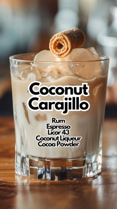 Coconut Carajillo Rum Recipes Food, Nespresso Bar, Espresso Cocktails, Dark Rum Cocktails, Cocktails Made With Rum, Coconut Liqueur, Tropical Cocktails