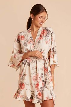 Your bridal suite will be in full bloom with these romantic getting-ready outfits. Gift your squad with these Cream Floral floral bridesmaid robes. The perfect getting-ready robe covered in feminine details and the most modern florals | Cream Floral Getting Ready Georgette Size 1X/3X | Birdy Grey Kenny Floral Ruffle Robe Bridesmaid Get Ready Outfit, Bridal Party Getting Ready, Bridesmaid Robes Floral, Bridesmaid Getting Ready, Birdy Grey, Floral Bridesmaid, Bridesmaid Accessories, Bridal Suite, Bridesmaid Robes