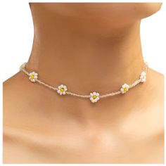 White Beaded Flower Style Choker Necklace. Made With Seed Beads. 10 Small White And Yellow Flowers. Gold Tone Metal. Lobster Claw Closure With Adjustable Sizing. Nwot! Seed Bead Flower And Pearl Necklace, Yellow Pearl Beaded Necklaces As Gift, Handmade Yellow Pearl Necklaces, Yellow Pearl Necklaces With Round Beads, Spring Jewelry With Colorful Beads In Gold, Spring Gold Jewelry With Colorful Beads, Summer Floral Beaded Chain Necklace, Summer Flower Shaped Beaded Necklace, White Necklaces For Jewelry Making In Spring