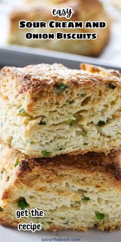 These sour cream and onion biscuits are savory, rich and tender, with a slight tanginess from the sour cream. We put a spin on our buttery sour cream biscuits recipe and added onion and cheese for a flavor combo that sings!