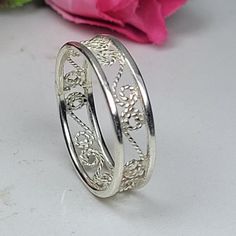 Filigree Ring, Art Nouveau Ring, 925 Dainty Ring, Handmade Art Ring, Sterling Silver Designer Ring, Floral Silver Ring, Filigree Jewelry - Etsy Hallmarked Filigree Toe Ring For Wedding, Delicate Hallmarked Ring Jewelry, Sterling Silver Engraved Open Ring With Intricate Design, Ornate Silver Engraved Ring For Promise, Ornate Silver Engraved Promise Ring, Elegant Handmade Sterling Silver Engraved Ring, Sterling Silver Rings With Intricate Design, Handmade Filigree Toe Ring For Wedding, Elegant Silver Engraved Toe Ring