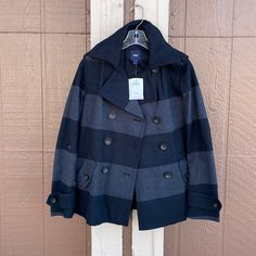 Brand New Stylish Pit To Pit - 21 Inches Blue Gap Outerwear With Pockets, Gap Casual Button-up Outerwear, Gap Everyday Button-up Outerwear, Brown Peacoat, Grey Peacoat, Peacoat Womens, Gray Single-breasted Pea Coat, Blue Gap Button-up Outerwear, Navy Pea Coat