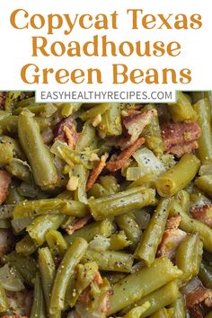 green beans with bacon and other toppings in a white bowl