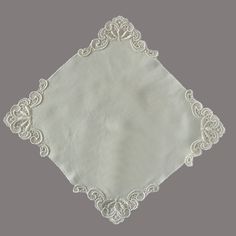 This elegant ivory linen ladies lace handkerchief is adorned with gorgeous lace motifs on all four corners with delicate connecting lace detail. This beautiful bridal hankie makes the perfect wedding keepsake gift for the bride, mother of the bride and mother of the groom. Lace Handkerchiefs With Lace Trim For Wedding, Elegant Lace Handkerchiefs With Lace Trim, Lace Wedding Handkerchiefs With Lace Trim, Cream Lace Trim Handkerchiefs For Wedding, Cream Handkerchiefs With Lace Trim For Weddings, Cream Wedding Handkerchiefs With Lace Trim, Elegant Lace Work Handkerchiefs Gift, Wedding Cream Handkerchiefs With Lace Trim, Elegant Lace Work Handkerchief For Wedding