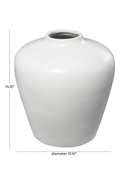 a large white vase is shown with measurements