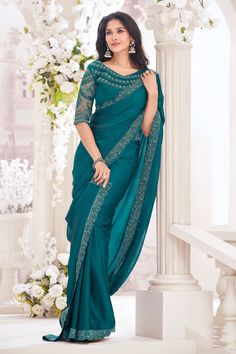 Step into the festive season with elegance in the Reach Color Festive Wear Embroidered Saree. Crafted with attention to detail, this saree features delicate embroidery that elevates its overall appearance. The rich colors are ideal for celebratory moments, providing you with a radiant look. Made from high-quality fabric, it promises lasting comfort and grace. Perfect for special events, this saree allows you to express your style with confidence. Team it up with traditional bangles and a necklac Net Blouse, Net Blouses, Crepe Saree, Heavy Work, Satin Saree