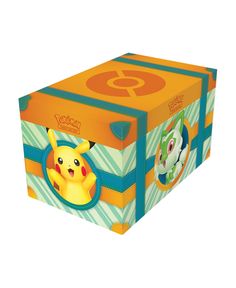 a box with an image of pikachu on the front and a pokemon logo on the back