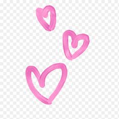 three pink hearts drawn on a white background