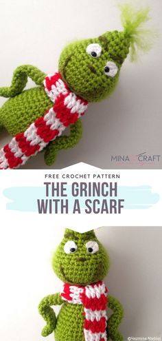 crochet pattern for the grinch with a scarf