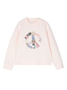 light pink organic cotton graphic print to the front round neck long sleeves straight hem Angel Kids, Graphic Print Sweatshirt, Kenzo Kids, Sweatshirt Crewneck, Organic Materials, Stella Mccartney Kids, Classic Logo, Palm Angels, Urban Chic