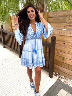 Light Blue Embroidered Beach Dress, Summer Vacation Mini Dress With Bell Sleeves, Bohemian Summer Mini Dress With Bell Sleeves, Hippie Blue Beach Dress For Spring, Summer Bohemian Bell Sleeve Dress, Blue Bohemian Embroidered Mini Dress, Spring Bohemian Mini Dress With Bell Sleeves, Blue Embroidered Bohemian Mini Dress, Bohemian Bell Sleeve Mini Dress For Spring