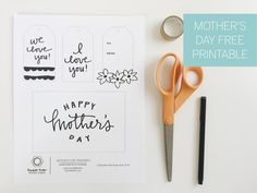 mother's day free printable tags and scissors