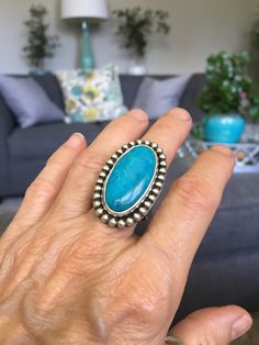 Sky Blue Arizona Turquoise Ring. Sterling Silver Bead Wire on - Etsy Handmade Apatite Rings For Anniversary, One Of A Kind Blue Turquoise Ring, One-of-a-kind Blue Turquoise Ring, Artisan Turquoise Ring Jewelry, Unique Handmade Turquoise Sterling Silver Ring, Handmade Unique Turquoise Sterling Silver Ring, Handmade Unique Turquoise Ring In Sterling Silver, Bohemian Chrysocolla Ring, Bohemian Chrysocolla Ring Jewelry