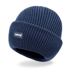 Comfort meets style with this Men's Levi's® Triple Roll Cuff Beanie with Rubber Logo Patch. Comfort meets style with this Men's Levi's® Triple Roll Cuff Beanie with Rubber Logo Patch. Classic beanie style Adjustable fold-up cuff Soft knit material One Size Fits MostDETAILS 8.5"L x 9.5"W x 1"H Acrylic Spot clean Imported Color: Navy. Gender: male. Age Group: adult. Navy Casual Winter Hats, Blue Casual Beanie For Streetwear, Blue Casual Beanie For Cold Weather, Navy Casual Hat For Fall, Blue Casual Winter Beanie, Navy Casual Fall Hats, Classic Blue Winter Hat, Casual Blue Ribbed Beanie, Casual Blue Beanie