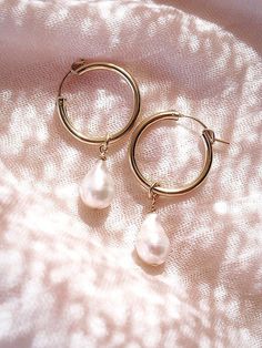 - Baroque Pearl Hoop Earrings - Kēhau - ke aloha jewelry Classic Pearl Huggie Jewelry, Classic Huggie Jewelry With Pearl Charm, White Pearl Chain Small Hoop Jewelry, White Hoop Pearl Chain Jewelry, White Small Hoop Pearl Chain Jewelry, Yellow Gold Small Hoop Jewelry With Pearl Drop, Classic Hoop Pearl Drop Jewelry, Hoop Pearl Pendant Jewelry For Wedding, Classic White Hoop Earrings With Pearl Charm