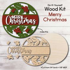 christmas wood cutout and die bundle with merry christmas message on the bottom right side