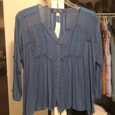 Button Up Blouse From Francesca’s. Size Large But Honestly Fits Like A Small! Never Worn Nwt Because It’s Too Small For Me. Blue Casual Blouse With Buttons, Casual Blue Blouse With Buttons, Casual Blue Buttoned Blouse, Blue Button-up Tops With Buttons, Casual Blue Blouse With Button Closure, Rayon Button-up Top With Buttons, Blue Button-up Blouse For Day Out, Blue V-neck Top With Buttons, Blue V-neck Tops With Buttons