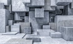 an abstract background with concrete blocks in black and white