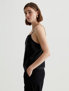 The Yenna classic-fit cami exudes elegance, bringing an effortless allure to any outfit. Crafted from stretch-blend Luxe Silk in black, this bias-cut camisole has a straight neckline and slim, adjustable straps that let you personalize the fit.Luxe Silk, 92% Silk, 8% Elastane Sleek Fitted Camisole, Elegant Spring Tank Top With Minimal Stretch, Elegant Black Tank Top With Adjustable Straps, Elegant Camisole Tank Top With Adjustable Straps, Elegant Tank Top With Adjustable Straps, Sleek Fitted Camisole For Summer, Sleek Fitted Camisole With Spaghetti Straps, Elegant Camisole With Adjustable Straps For Night Out, Elegant Spring Tank Top With Straight Neckline