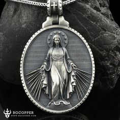 Pure Tin Miraculous Medal Virgin Mary Necklace – BGCOPPER Mediatrix Of All Grace, Mary Necklace, Virgin Mary Necklace, The Blessed Virgin Mary, Christian Necklace, Blessed Virgin, Blessed Virgin Mary, Miraculous Medal, Best Jewelry