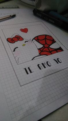 a piece of paper with an image of a spiderman on it and the words i love you written in spanish