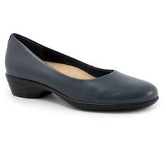 Step out in style with the Trotters Rozalin casual leather low-heel pump. This versatile slip-on features a flexible sole and a cushioned removable footbed with arch support, making it perfect for all-day wear. From Trotters. Workwear Slip-ons With Arch Support, Comfortable Workwear Slip-ons With Arch Support, Leather Slip-ons With Arch Support For Work, Classic Slip-ons With Arch Support And Flat Heel, Elegant Leather Slip-ons With Arch Support, Synthetic Slip-on Heels With Arch Support, Flat Heel Loafers With Arch Support For Work, Slip-on Court Shoes With Removable Insole And Low Heel, Casual Slip-on Court Shoes With Branded Insole