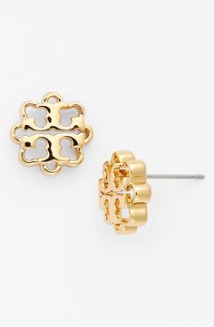 Main Image - Tory Burch Logo Flower Stud Earrings Earrings Studs Gold, Tori Burch, Logo Flower, Studs Gold, Flower Stud Earrings, Flower Logo, Flower Stud