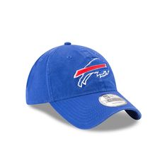 The Buffalo Bills Core Classic 9TWENTY Adjustable Cap features an embroidered Bills logo at the front panels with a woven tab displaying the team logo on a D-Ring closure at the rear. Blue Baseball Cap With Logo For Sports, Sports Hat With Logo And Curved Bill, Sports Hats With Logo And Curved Bill, Blue Baseball Cap With Logo Patch For Sports, Blue Dad Hat With Curved Bill For Sports, Sports Hat With Team Logo And Curved Bill, Blue Curved Bill Dad Hat For Sports, Blue Sports Dad Hat With Curved Bill, Team-colored Sports Hat With Logo Patch