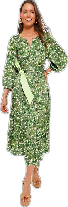 Viridian Grove Lyles Dress Fall V-neck Midi Dress With Smocked Cuffs, Chic V-neck Midi Dress With Smocked Cuffs, Green V-neck Midi Dress With Smocked Bodice, Summer V-neck Midi Dress With Smocked Cuffs, Green V-neck Dress With Paisley Print, Green Dress, Puff Sleeve, Bodice, Green