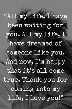 a man talking on a cell phone while holding his hand up to his face with the words, all my life, i have been waiting for you