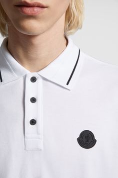 Designed for modern men who place equal value on function and aesthetics, this polo shirt goes from workday to weekend. The classic polo is crafted from cotton piquet. Designer Cotton Polo Shirt, Designer Collared Cotton Polo Shirt, Luxury White Polo Shirt With Ribbed Collar, Luxury Cotton Polo Shirt, Luxury Cotton Polo Shirt For Workwear, Classic White Polo Shirt, Long Sleeve Shirts For Men, Polo Shirt Logo, White Polo Shirt