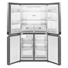 an open refrigerator with its doors wide open