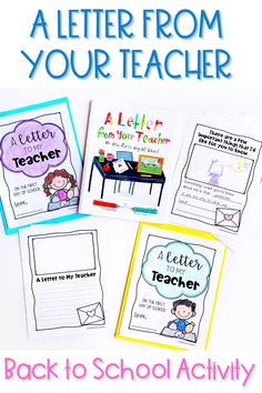 the back to school activity pack for kids with text overlay that reads, letter from your teacher