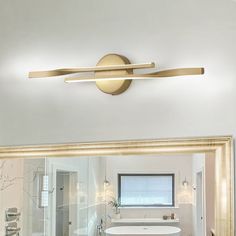 This bathroom vanity light adopts a spiral lamp body, showcasing a minimalist design concept. Made of high-quality aluminum metal, it is exquisitely crafted and not prone to rust or corrosion. The vanity light fixture is perfect for modern aesthetics, its eye-catching design and clean look will surely elevate the atmosphere. Its simple lines bring an eternal luxury charm, suitable for various scenarios such as makeup mirrors, bedside, home offices, corridors, etc. EDISLIVE 23.6-in 2-Light Gold L Led Vanity Lights, Contemporary Vanity, Vanity Light Fixtures, Bathroom Vanity Light, Modern Baths, Led Vanity, Bath Vanity Lighting, Bath Bar, Bathroom Renos