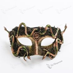 This Beautiful Masquerade Party Mask Is Made Of 100% Finest Quality And Hand-Painted Craftsmanship. Occasion: Great For Halloween, Day Of The Dead, Masquerade Party, And More. Color: Black Gold How It Made: Made Of High-Quality Plastic, Then Hand-Painted And Decorated With Feather, Lace, Glitter, Spike. Size Measurement: Most Of Our Masks Are 6-7 Inches Wide And One Size Fits All. Luxury Fantasy Mask For Mardi Gras, Luxury Fantasy Masks For Carnival, Luxury Fantasy Mask, Luxury Fantasy Carnival Masks, Coll Masks, Plant Mask Art, Theme Face Mask, Fabric Masquerade Mask, Luxury Fantasy Masks And Prosthetics For Masquerade