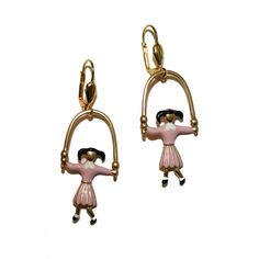 "Vintage Kitsch Jumprope Girl Earrings These are made with authentic vintage enamel charms, made in Japan They measure 2.25\" long including hooks Hooks are extra secure and will work with gauges" Novelty Pink Enamel Jewelry, Retro Adjustable Pink Earrings, Retro Earrings With Vintage Charm For Gift, Enamel Clip-on Earrings As Gift, Playful Pink Enamel Jewelry, Fun Nickel-free Enamel Jewelry, Nickel-free Enamel Fun Jewelry, Retro Dangle Clip-on Earrings For Gift, Nickel-free Enamel Jewelry With Fun Style