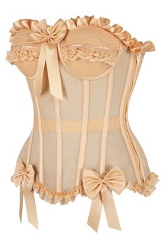 Full bust corset made of premium mesh fabric Underwire padded cups Ruffle & bow trim Side Zipper Closure Waist Tape Fully Steel Boned Lace-Up Back for cinching Cute Corsets, Fairy Tale Costumes, Ladybug Costume, Military Costumes, Devil Costume, Corset Skirt, Waist Cincher Corset, Angel Costume, Nurse Costume