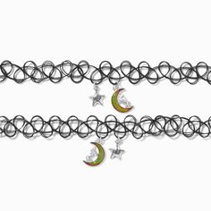 Claire's Best Friends Mood Moon Tattoo Choker Necklaces - 2 Pack Friends Mood, Tattoo Choker Necklace, Crown Hair Clip, Sensitive Ears Earrings, Piercing Kit, Tattoo Choker, Flower Crown Hairstyle, Word Bracelet, Jewelry Words