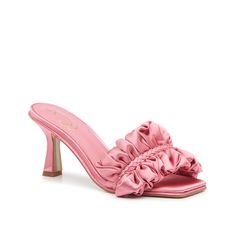 Sam Edelman-Kady Sandal Add a feminine touch to any look with the Kady sandals from Sam Edelman. The ruffles along the strap, the flared heel, and the modern square toe proves that it's all in the details. Spring Evening Sandals With Ruffles, Evening Sandals With Ruffles For Spring, Chic High Heels With Ruffles, Ruffled Sandals For Spring Evenings, Feminine Fitted Sandals For Summer, Elegant Evening Sandals With Ruffles, Chic Evening Heels With Ruffles, Spring Evening Ruffle Sandals, Chic Party Heels With Ruffles